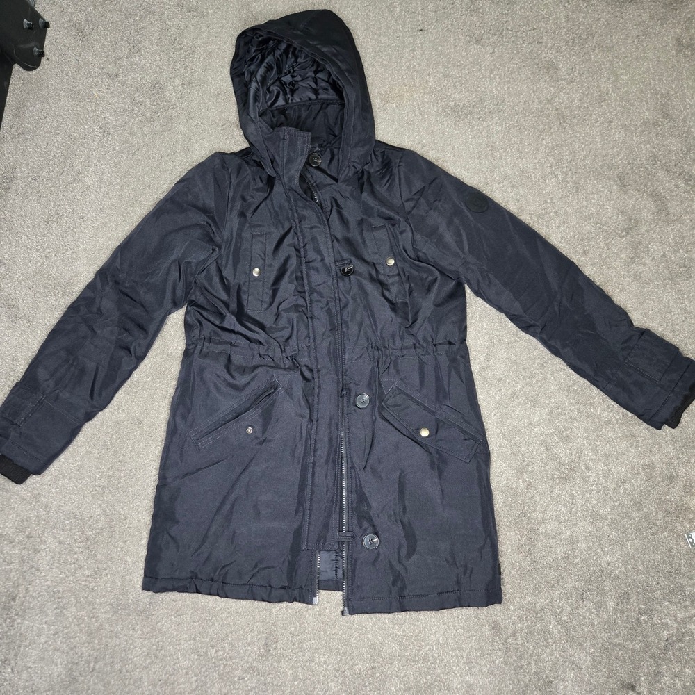 Vero Moda Black Hooded Anorak Jacket Lightweight Drawstring Waist‎ Womens
